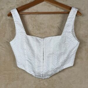 Princess Polly Floral Corset Size 4 White Sleeveless Hook Eye Closure Women's